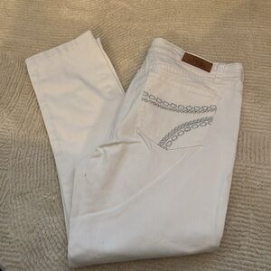 VGS Denim for all white five pocket jeans white denim silver thread detail sz 14